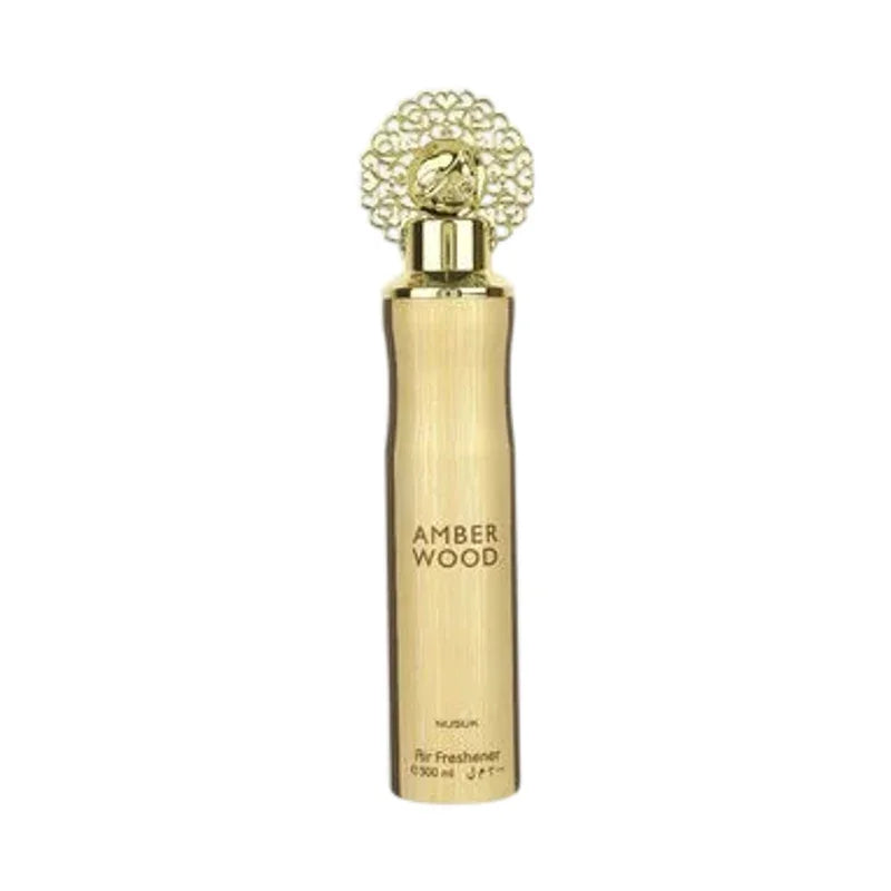 Désodorisant pour l'air Amber Wood de 300 ml en flacon doré élégant