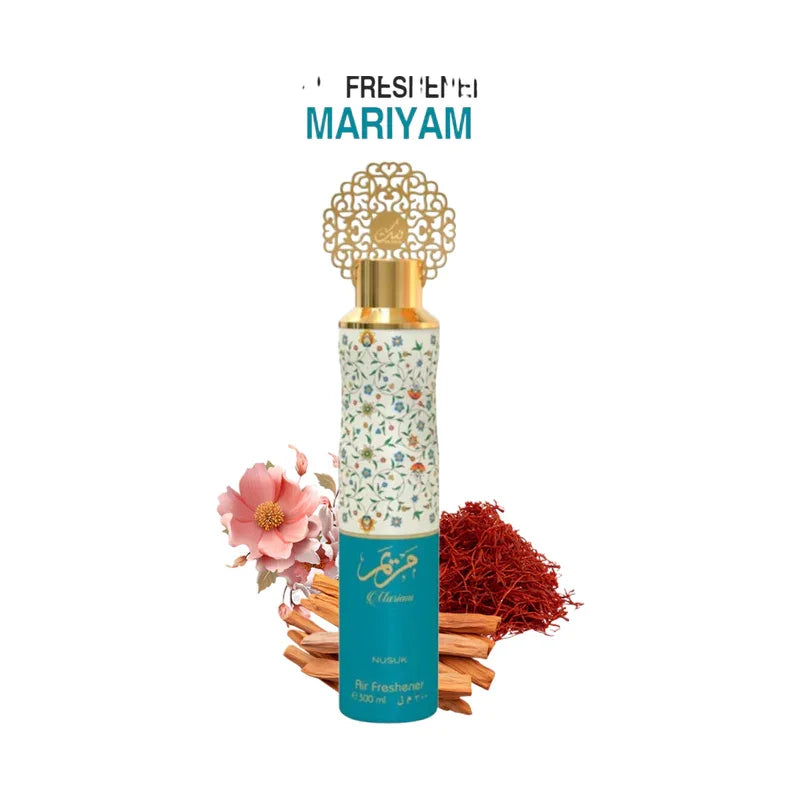 Diffuseur d'air Mariyam avec motifs floraux, safran et bois, parfum frais 300 ml