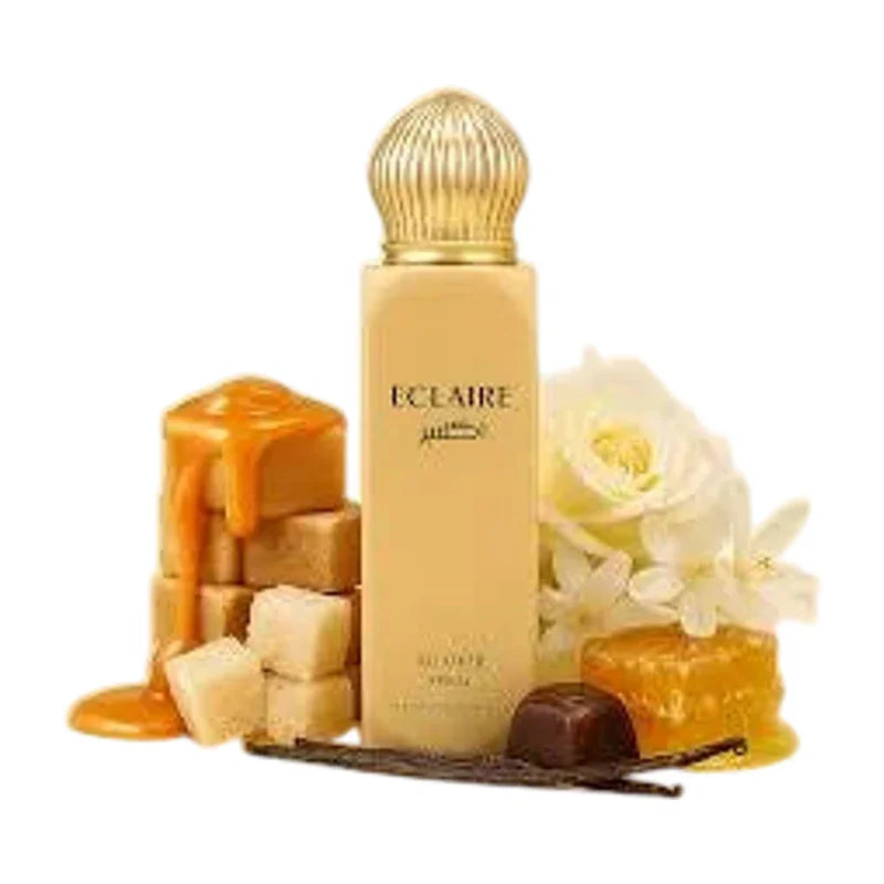 Parfum Éclaire avec notes de caramel, vanille et fleurs blanches