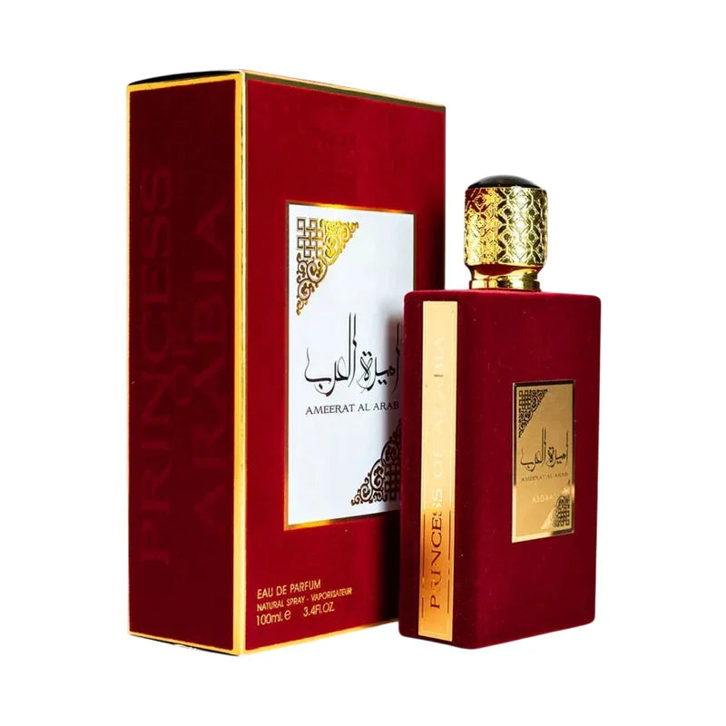 Parfum Ameerat Al Arab Princess of Arabia en flacon rouge et boîte dorée 100ml
