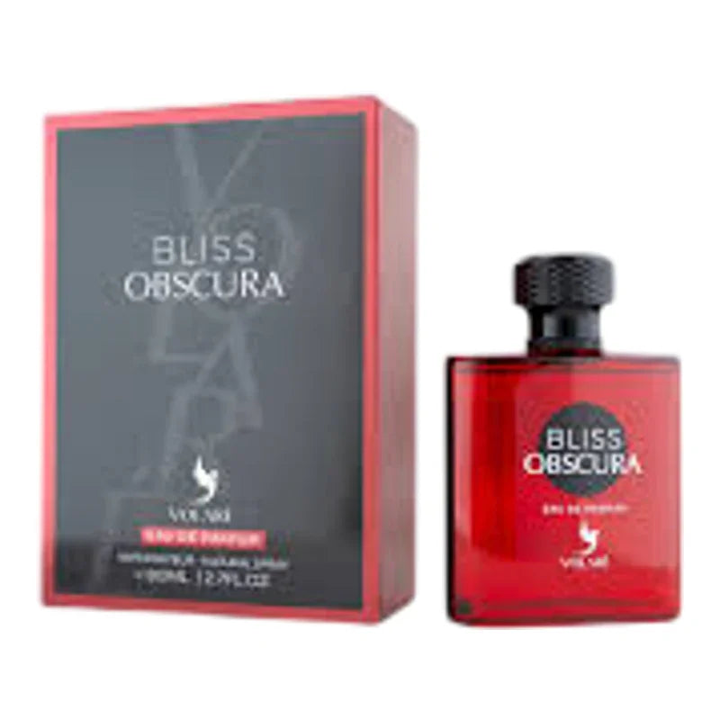 Flacon et boîte du parfum Bliss Obscura de Volare, parfum pour femme de 127 ml.