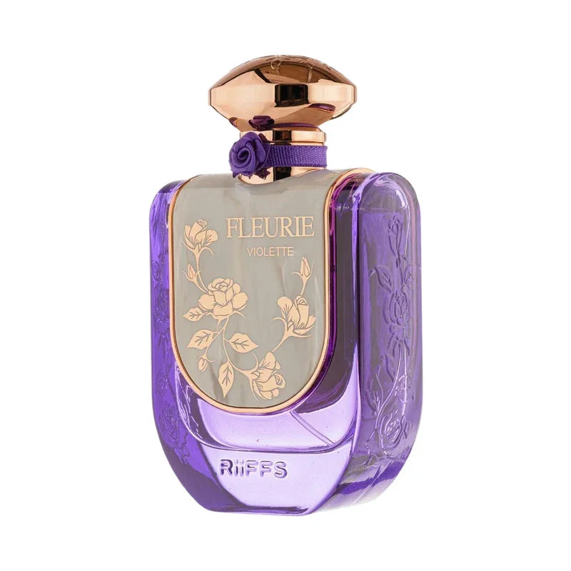 Parfum Fleurie Violette de Riffs dans un flacon violet élégant avec bouchon doré