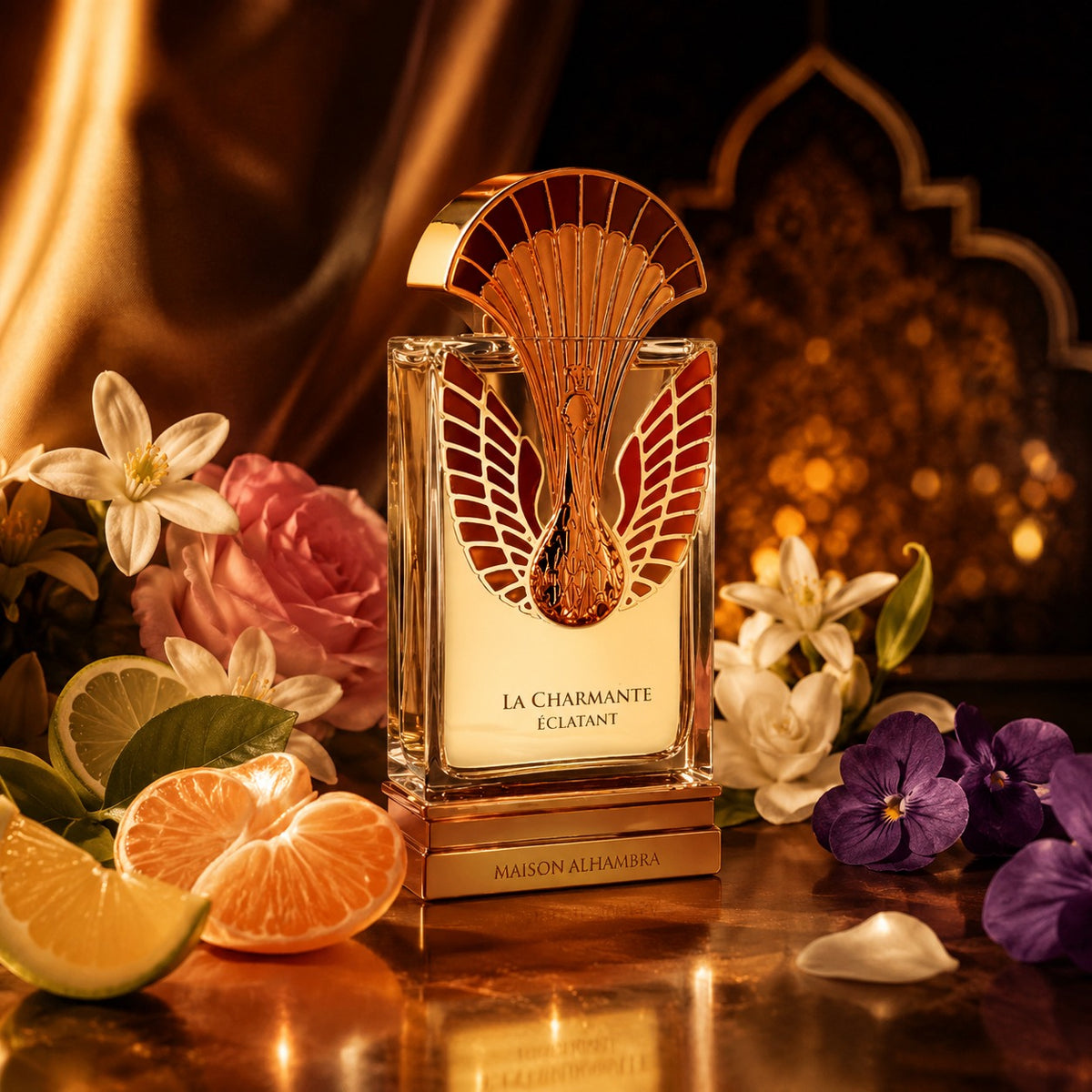 ARVOLA_SHOWCASE — La Charmante Maison Alhambra, photo artistique (bergamote, fruits frais, mandarine, rose, jasmin, fleur d'oranger, violette, musc blanc)