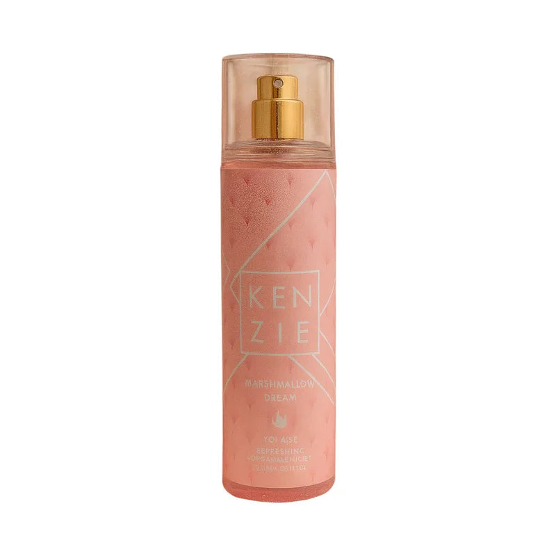 Brume parfumée Kenzie Marshmallow Dream, fraîcheur douce pour l'ambiance, flacon rose doré