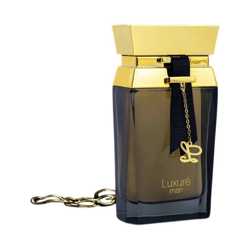 Flacon de parfum Luxuré man pour homme avec bouchon doré et pendentif