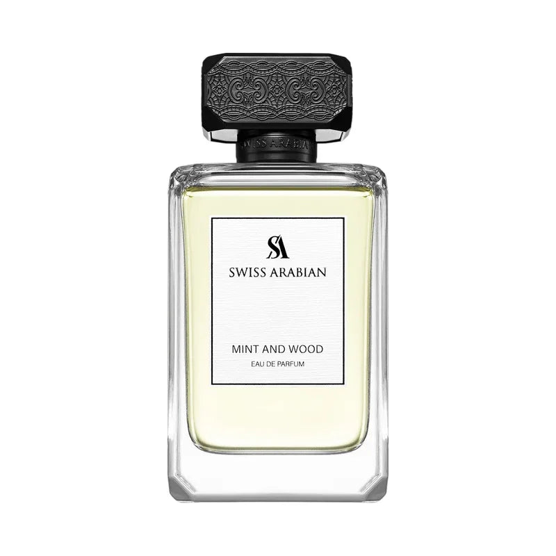 Eau de parfum Mint and Wood de Swiss Arabian dans un flacon en verre élégant