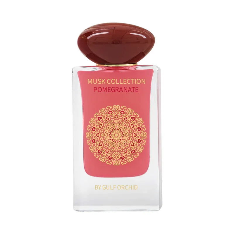 Parfum Pomegranate de la collection Musk par Gulf Orchid, flacon élégant avec motif mandala doré