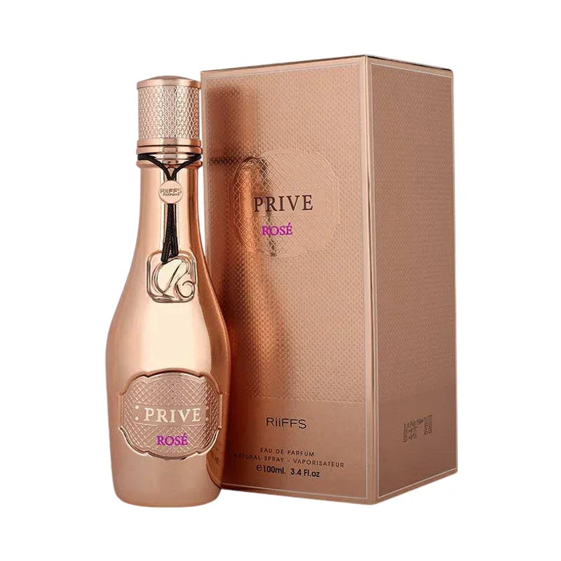 Parfum Eau de Parfum Privé Rosé de Riiffs dans son flacon et étui rose cuivré
