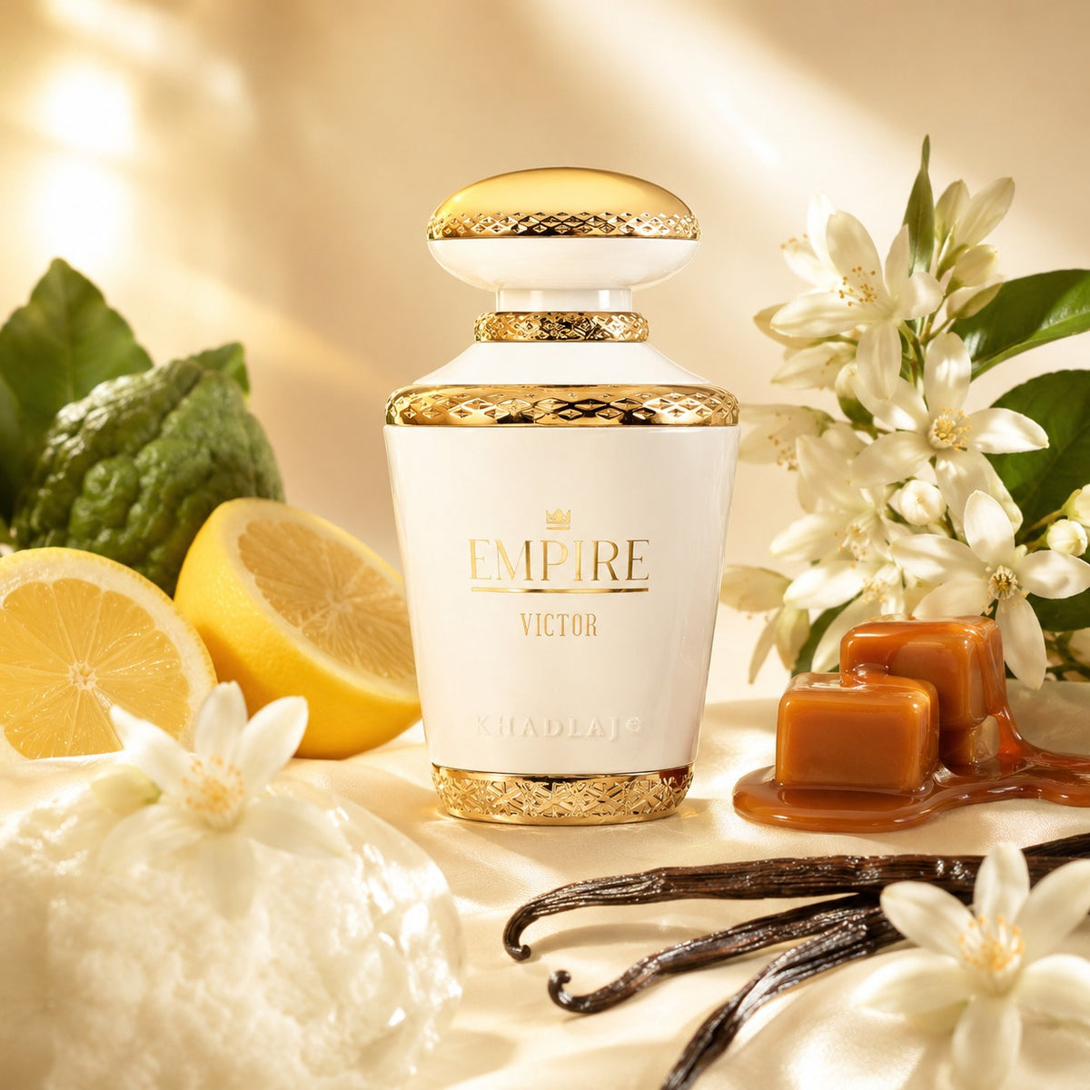 ARVOLA_SHOWCASE — Empire Victor, photo artistique (bergamote, citron, jasmin, caramel, musc, vanille)