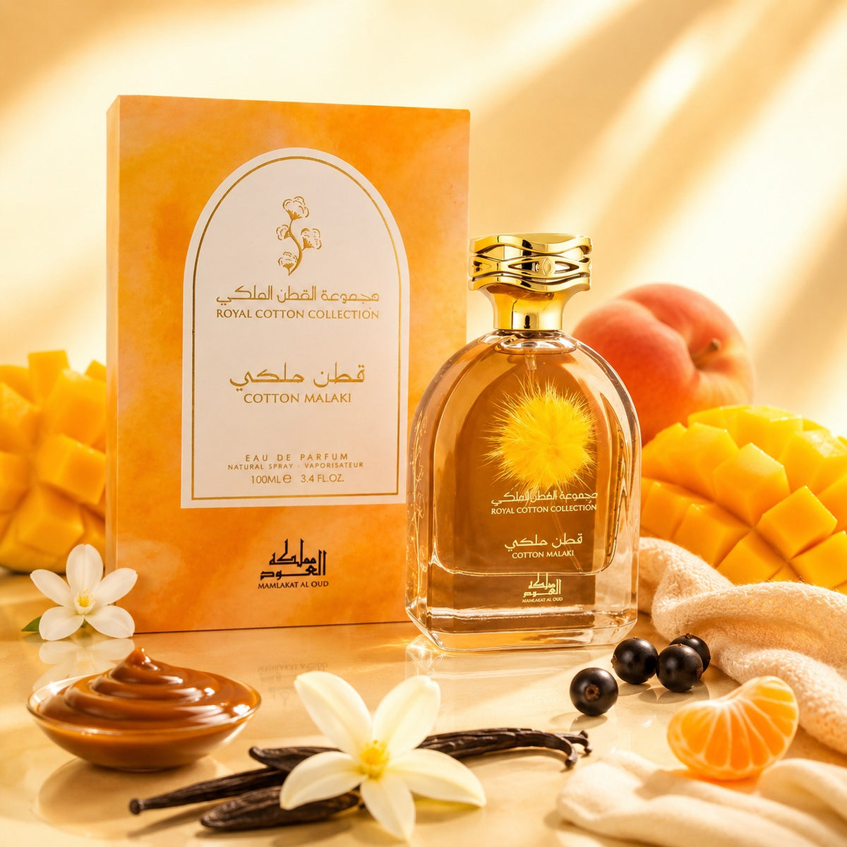 ARVOLA_SHOWCASE — Cotton Malaki, photo artistique (Mangue, Peche, Cassis, Mandarine, Caramel, Fève de Tonka,Vanille, Cachemire)