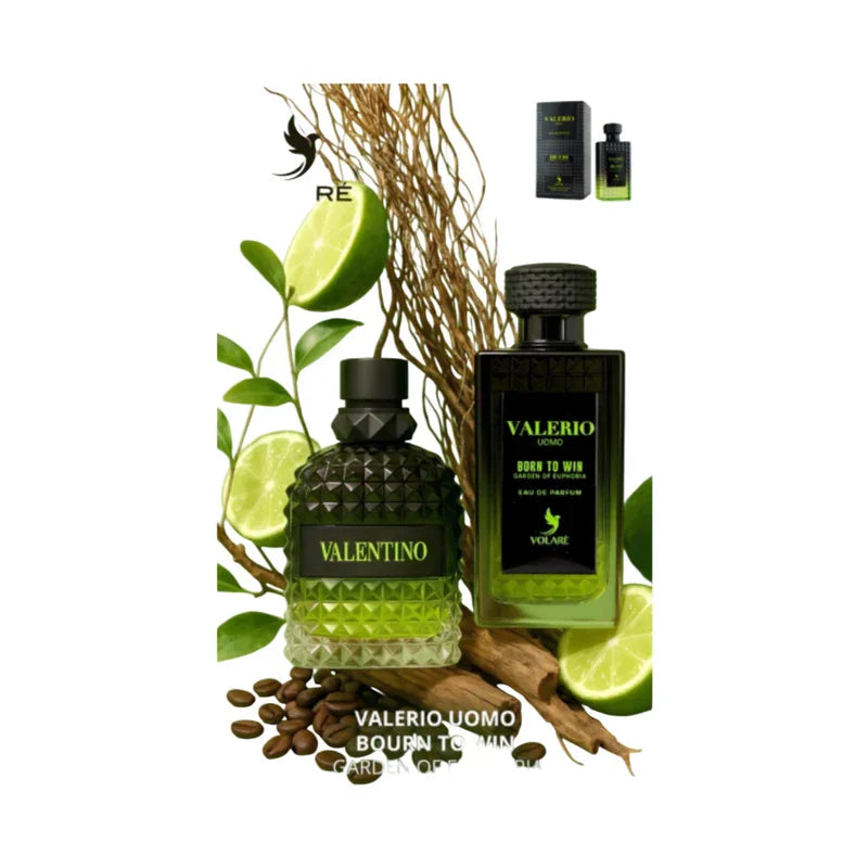 Parfum Valerio Uomo Born to Win pour homme avec notes de citron vert et café