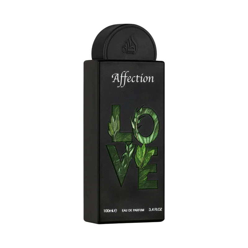 Parfum Affection Love en flacon noir avec feuilles vertes, 100ml Eau de Parfum