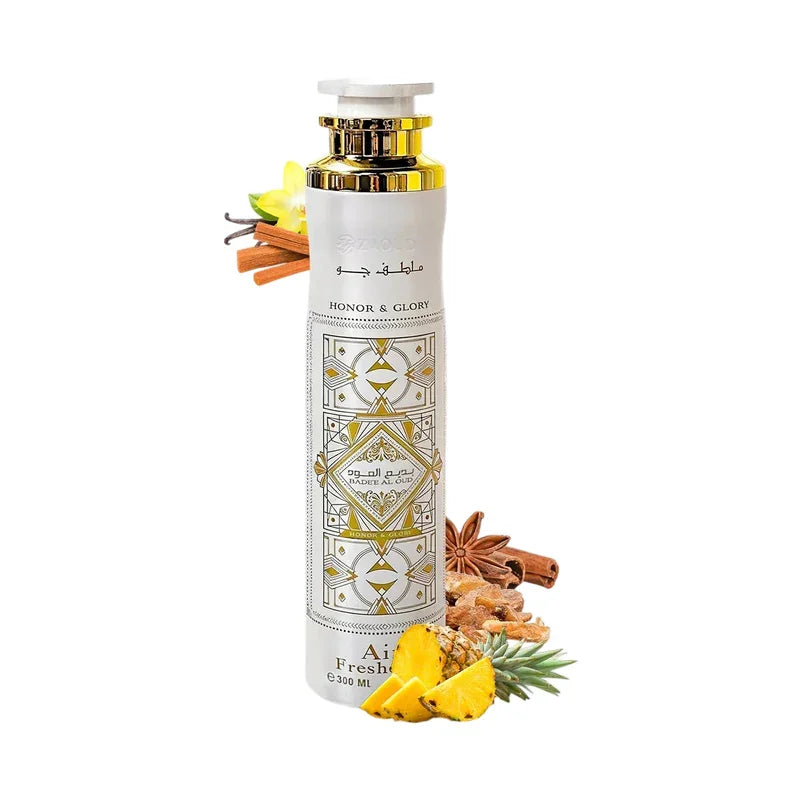 Spray désodorisant Air Freshener Honor & Glory 300 ml avec notes d'ananas et cannelle