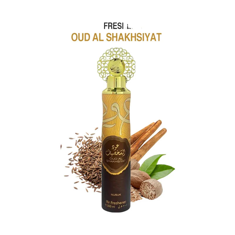 Diffuseur d'ambiance Oud Al Shakhsiyat avec épices et cannelle, parfum oriental luxueux
