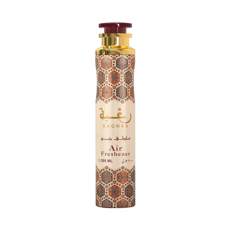 Raghba Air Freshener 300ml avec motif géométrique élégant et pompe dorée