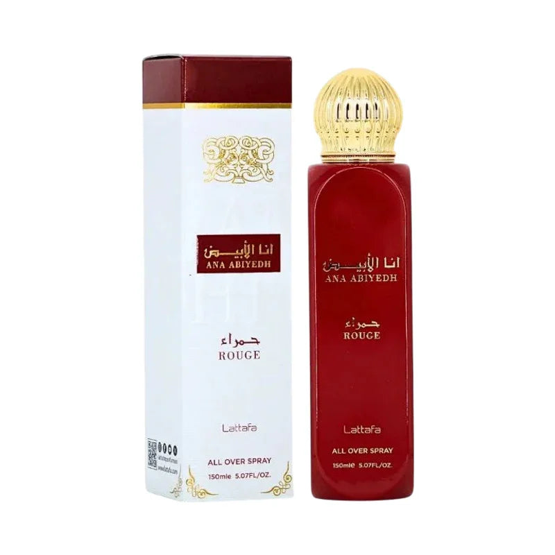 Parfum rouge Ana Abiyedh Lattafa, vaporisateur 150ml avec boîte élégante et capuchon doré