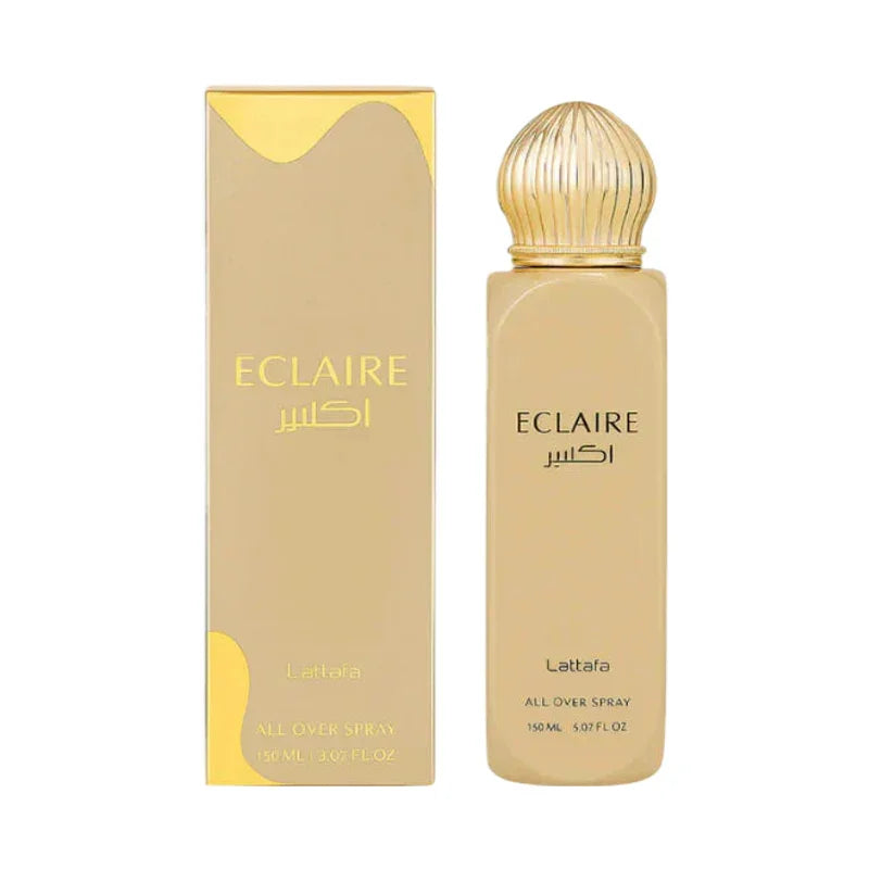 ECLAIRE Lattafa All Over Spray 150ml, flacon doré et boîte élégante, parfum luxueux