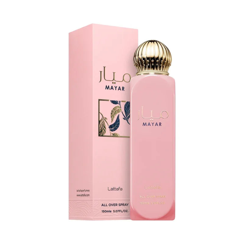 Parfum Mayar Lattafa rose poudré avec vaporisateur tout corps 150ml, flacon élégant doré