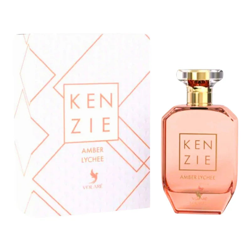 Parfum Kenzie Amber Lychee avec son coffret élégant, fragrance fruitée et ambrée.