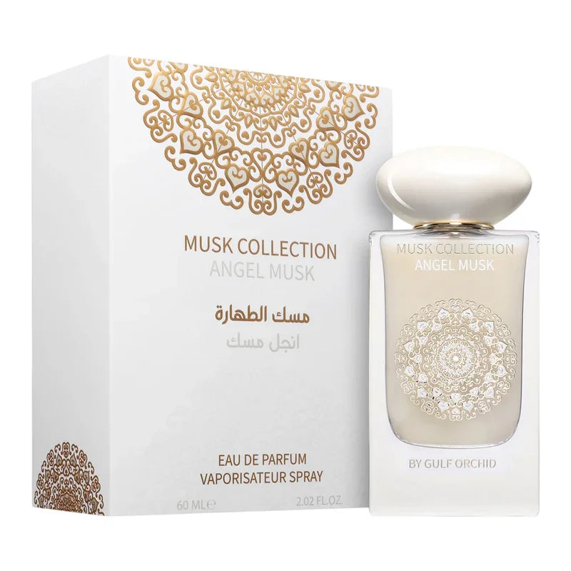 Parfum Angel Musk de la collection Musk, eau de parfum 60ml par Gulf Orchid, boîte décorative dorée