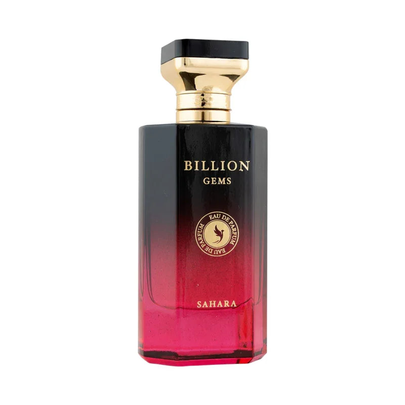 Flacon de parfum Billion Gems Sahara Eau de Parfum au dégradé noir et rouge