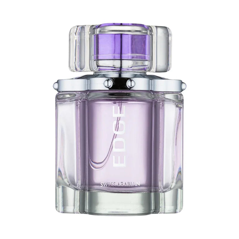 Parfum Edge de Swiss Arabian dans un flacon en verre violet élégant