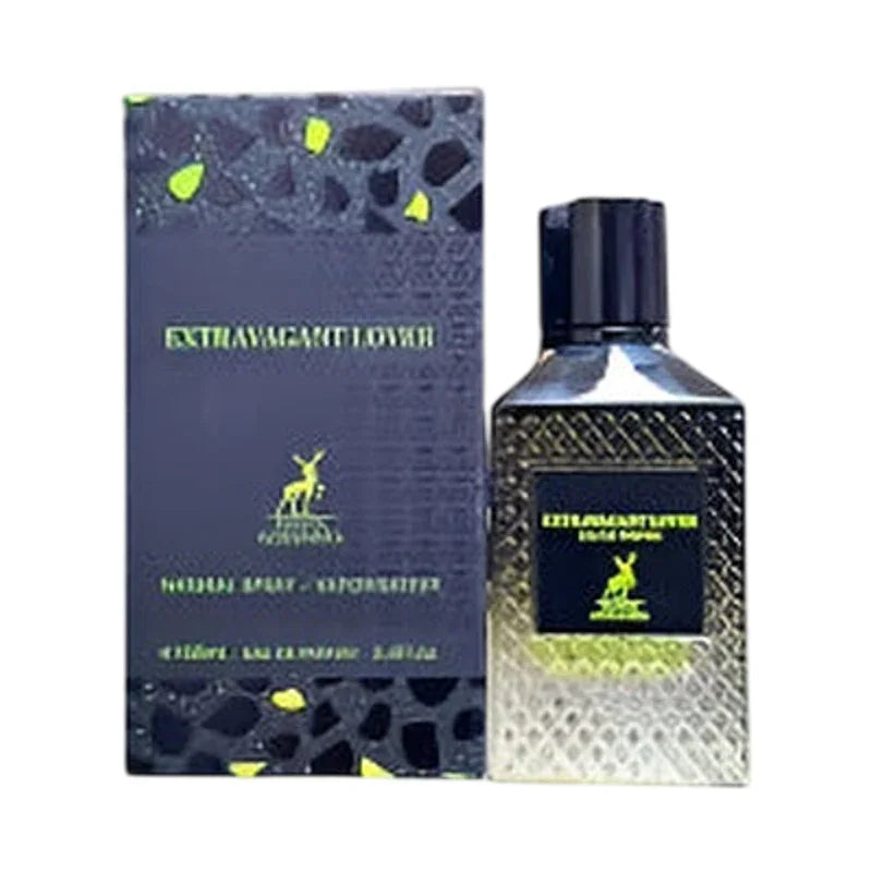 Extravagant Lover Eau de Parfum pour homme, flacon élégant avec boîte motif léopard vert et noir