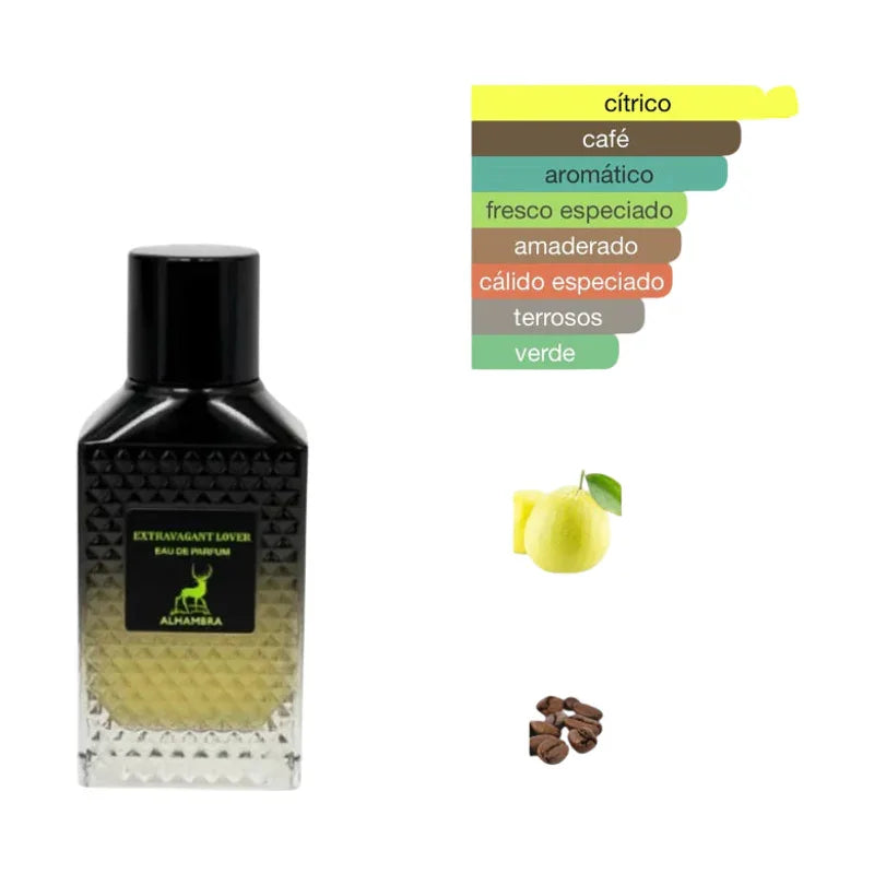 Parfum Extravagant Lover d'Alhambra avec notes de café et d'agrumes