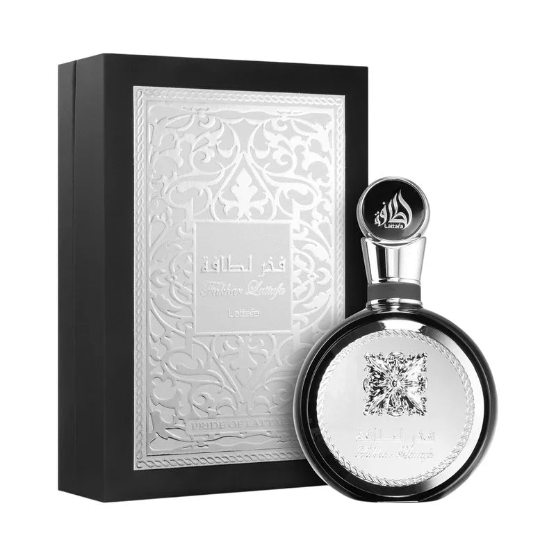 Parfum Lattafa Pride of Lattafa dans son coffret élégant noir et argenté
