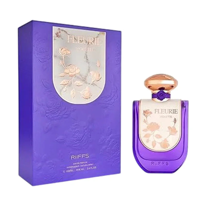 Parfum Fleurie Mouette de Riiffs dans son coffret violet et flacon élégant