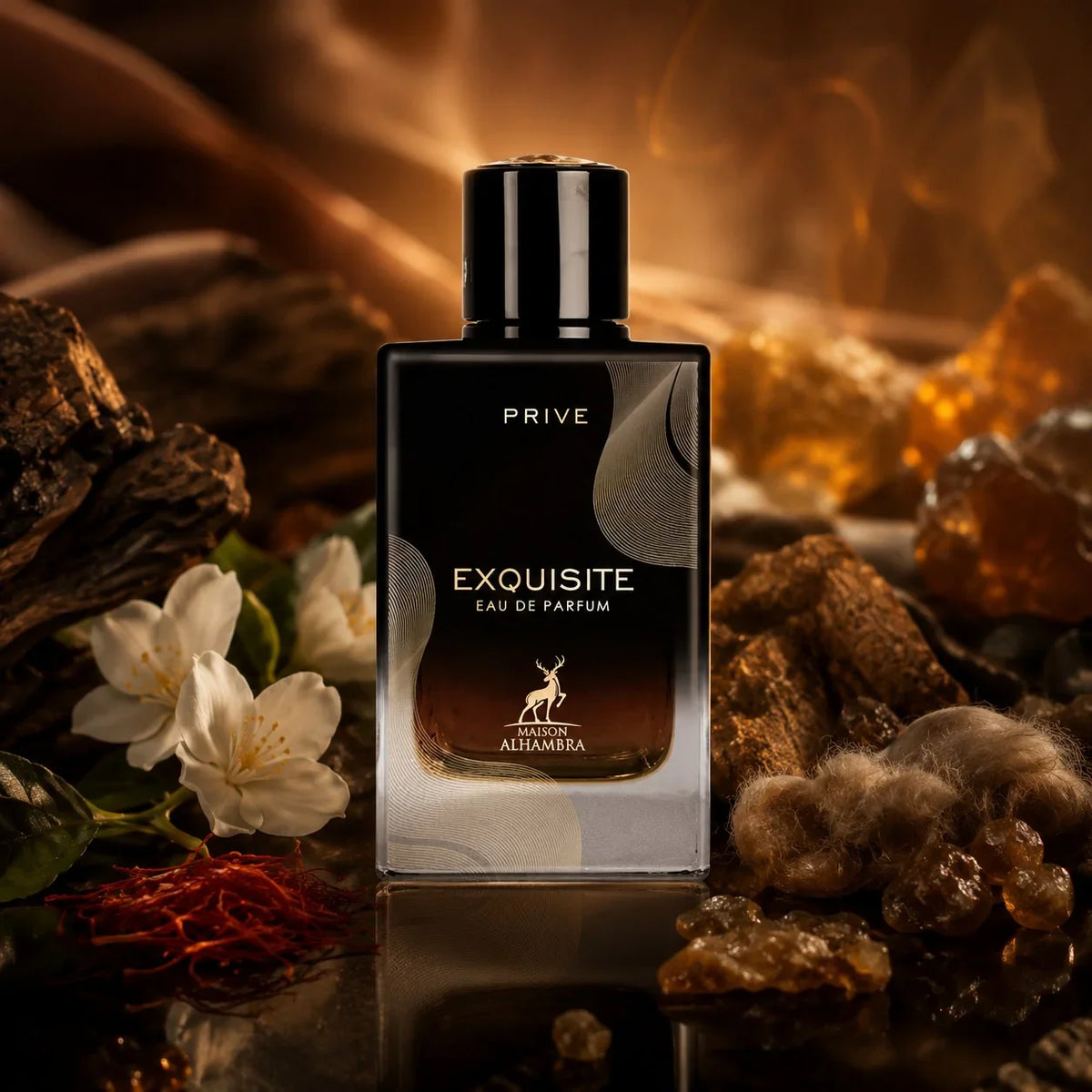 ARVOLA_SHOWCASE — Exquisite Prive Maison Alhambra, photo artistique (safran, jasmin, ambre gris, bois d'ambre, cedre, resines, musc)