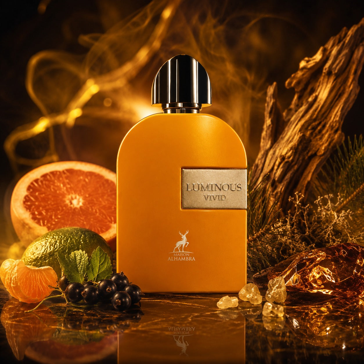 ARVOLA_SHOWCASE — Luminous Vivid Maison Alhambra, photo artistique (pamplemousse, bergamote, groseille, vetiver, mandarine verte, geranium, bois de cachemire, ambre gris, baume de sapin)