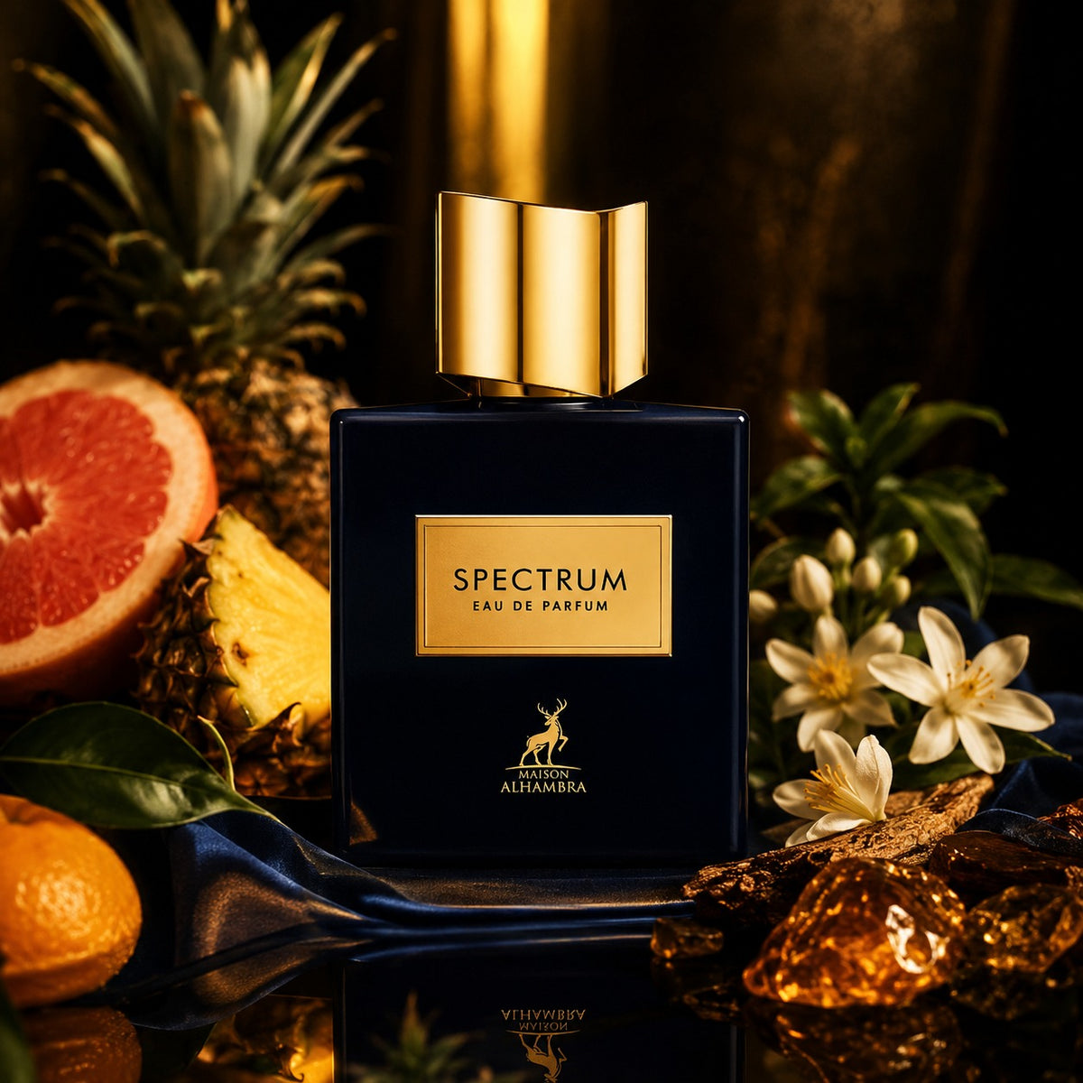 ARVOLA_SHOWCASE — Spectrum Maison Alhambra, photo artistique (agrumes, ananas, pamplemousse, notes vertes, accords floraux, musc, ambre)