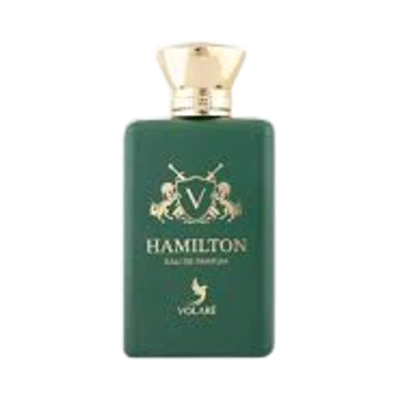 Flacon de parfum Hamilton Volare de couleur verte avec bouchon doré