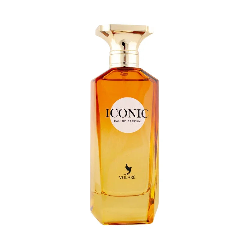 Flacon Iconic Eau de Parfum Volare, parfum féminin doré avec bouchon élégant