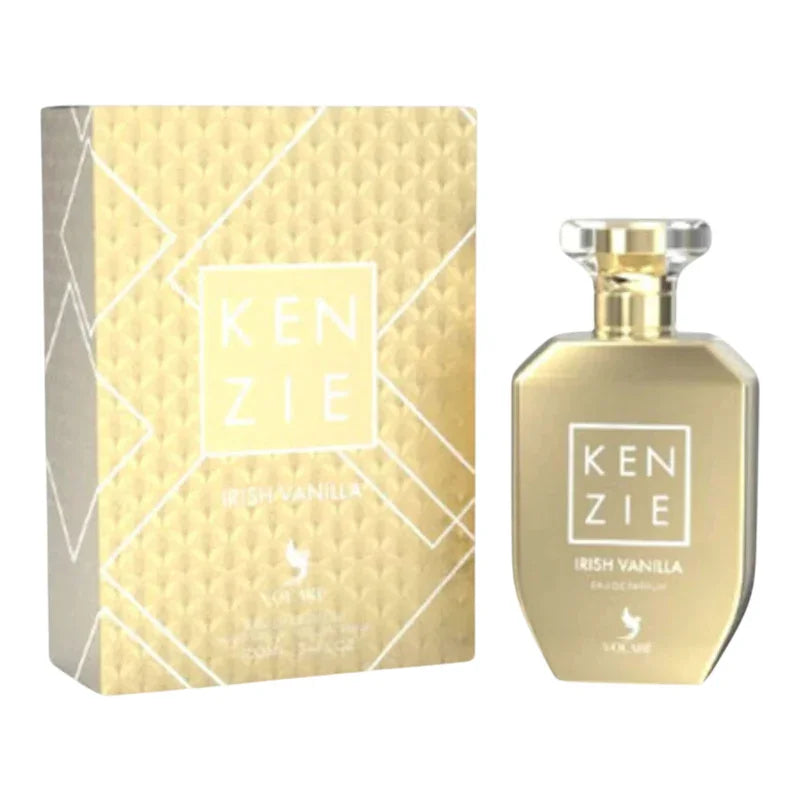 Parfum Kenzie Irish Vanilla dans son coffret doré élégant.