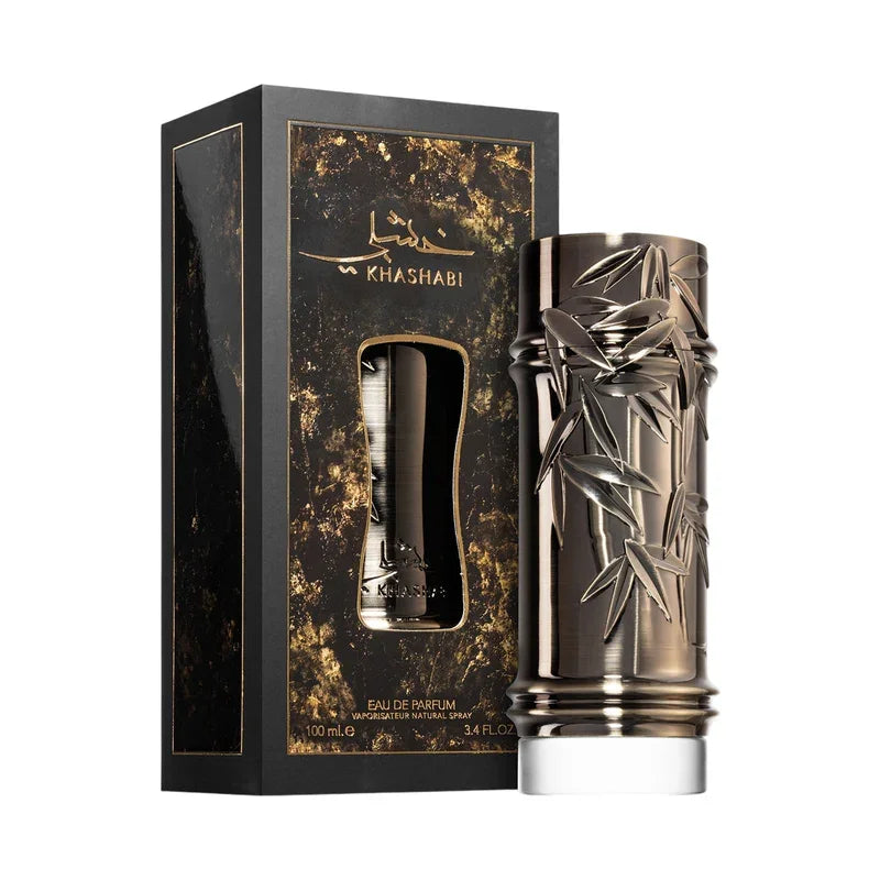 Flacon de parfum Khashabi avec boîte luxueuse, eau de parfum 100ml, design bambou élégant