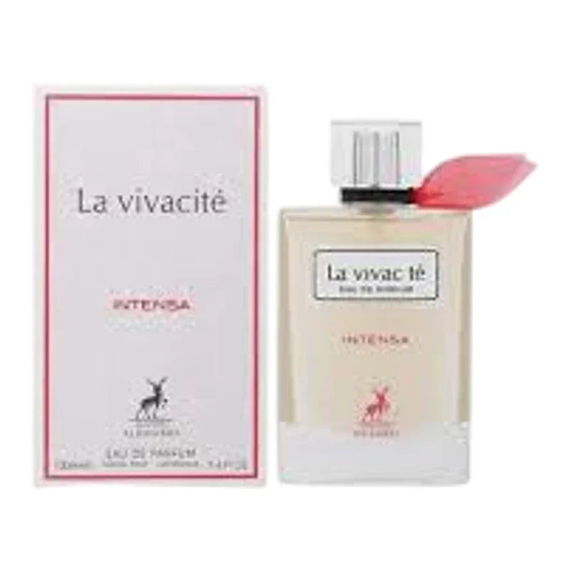 Parfum La Vivacité Intensa en flacon de verre et son étui blanc élégant