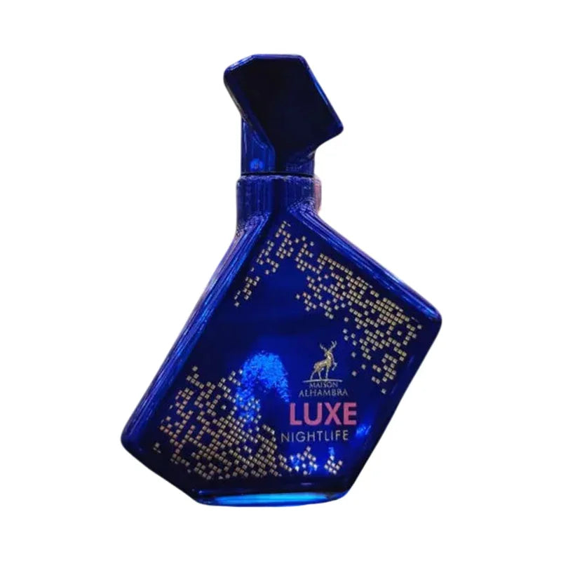 Parfum Luxe Nightlife de Maison Alhambra dans un flacon bleu élégant