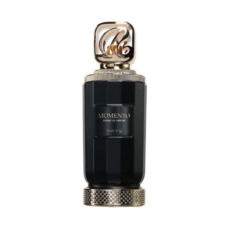 Flacon de parfum de luxe Riffs Momento avec bouchon doré ornementé