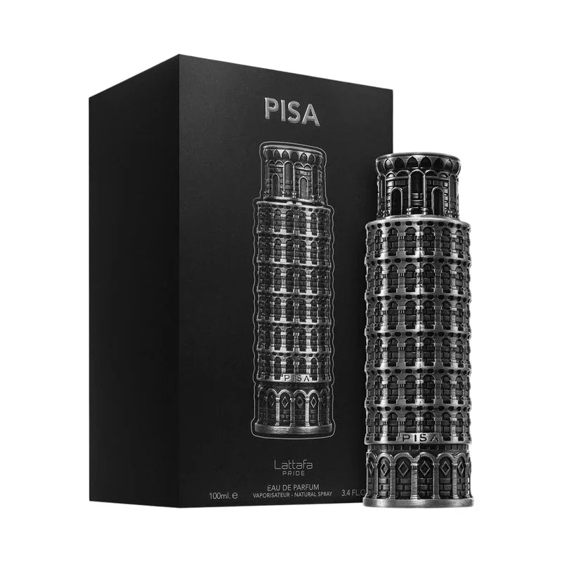 Parfum Pisa Lattafa Pride, flacon inspiré de la Tour de Pise, eau de parfum 100ml
