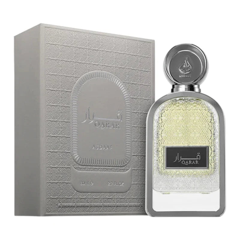 Parfum QARAR Asdaaf en flacon élégant avec boîte cadeau texturée, eau de parfum 80ml