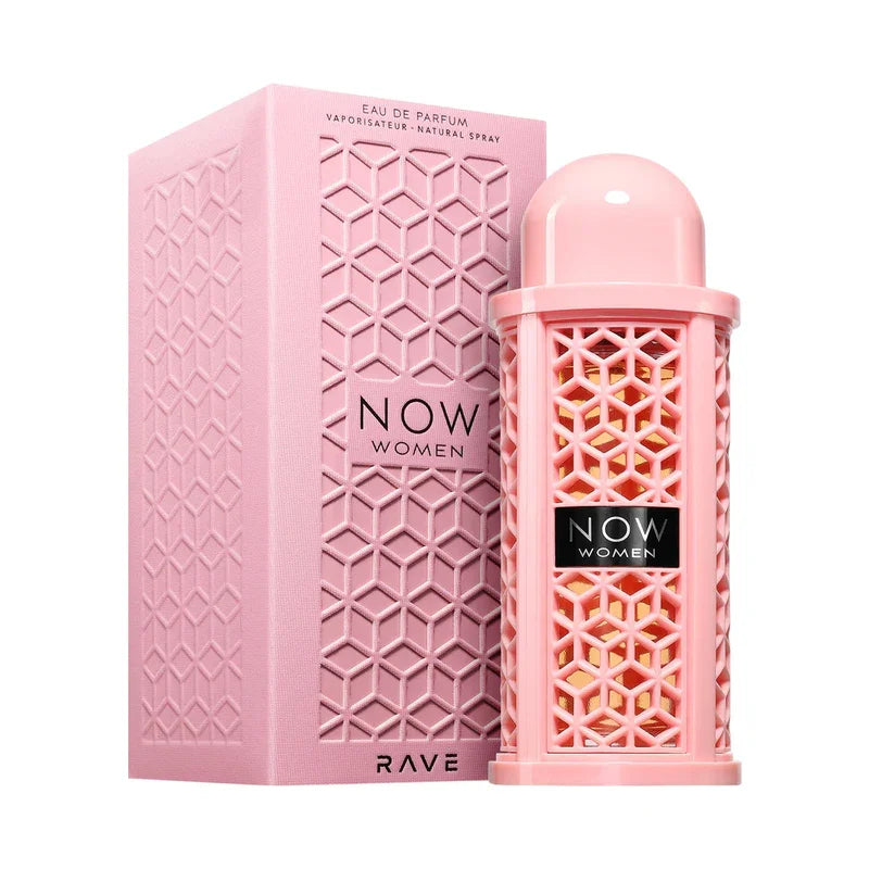 Parfum Eau de Parfum NOW Women de Rave dans son flacon rose et son coffret élégant