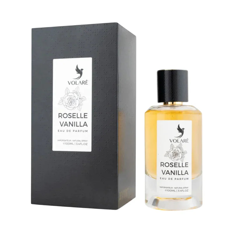 Parfum Roselle Vanilla Eau de Parfum 100ml par Volaré avec son coffret noir élégant