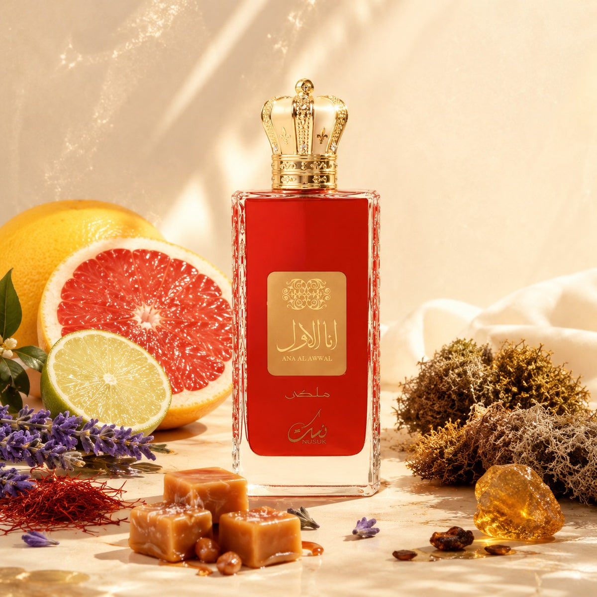 ARVOLA_SHOWCASE — Ana Al Awwal Malaki, photo artistique (Pamplemousse, Bergamote, Safran, Lavande, Praliné, Mousse de chêne, Musc)
