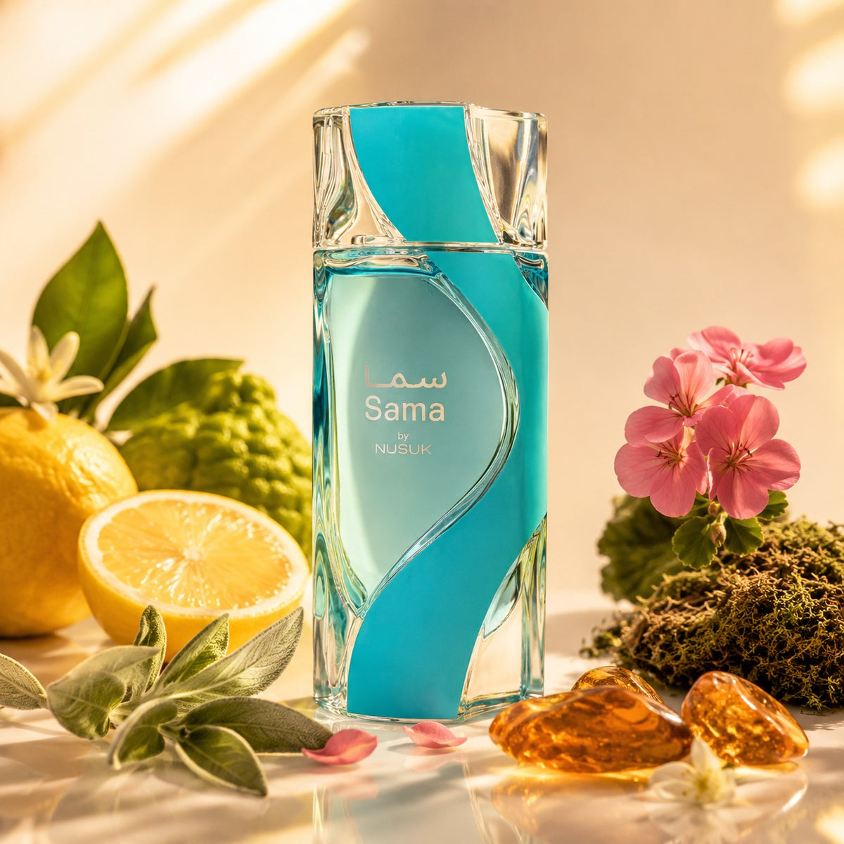 ARVOLA_SHOWCASE — Sama, photo artistique (Citron et bergamote, Sauge et géranium, Musc, mousse et ambre)