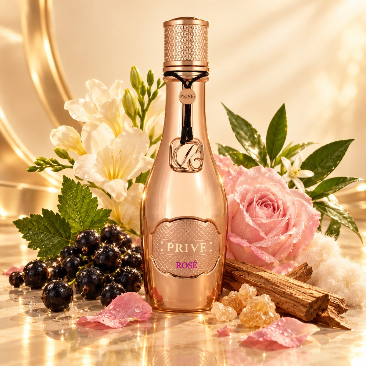 ARVOLA_SHOWCASE — Prive Rose, photo artistique (Bourgeon de cassis, Freesia, Rose de Mai, Bois de santal, Férule gommeuse, Musc, Petit-grain)