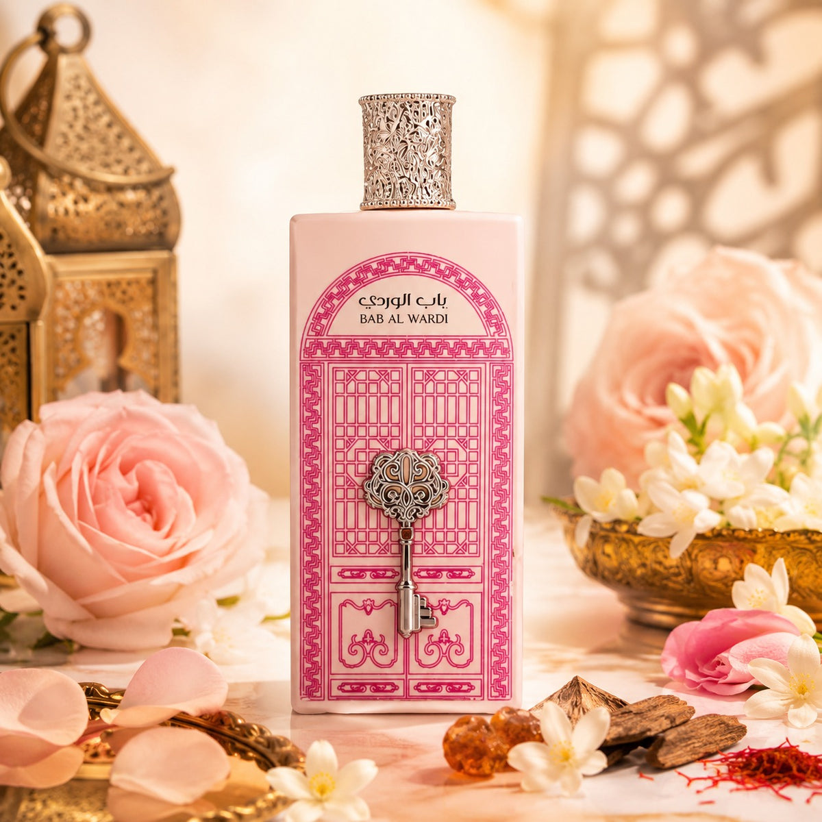 ARVOLA_SHOWCASE — Bab Al Wardi, photo artistique (notes florales envoûtantes qui séduisent les amateurs de parfums riches et chaleureux. Parfait pour les occasions spéciales ou pour rehausser votre allure au quotidien, Bab Al Wardi est une invitation à l'éva