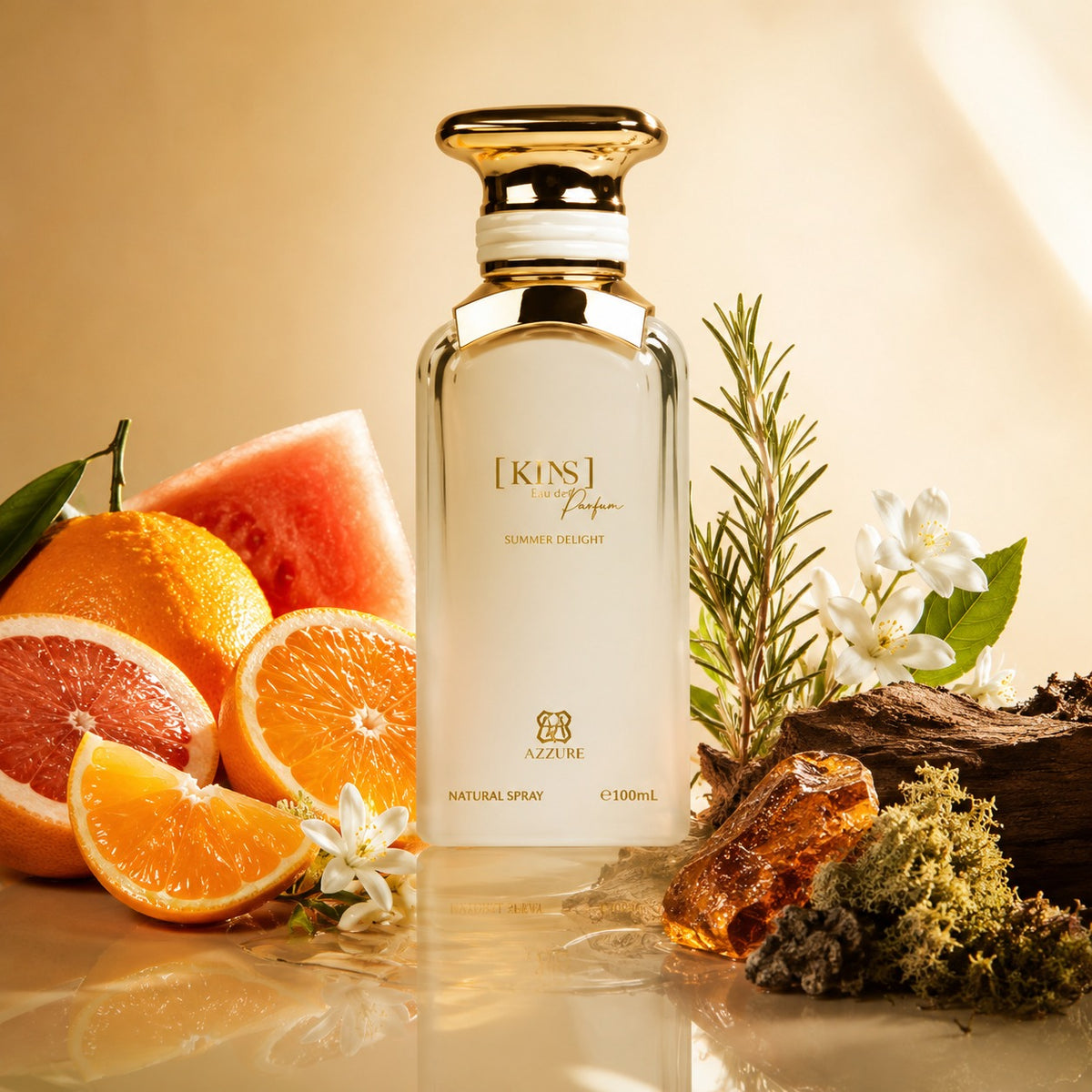 ARVOLA_SHOWCASE — Frost Ice, photo artistique (Orange, mandarine, notes marines, pastèque, pamplemousse, Jasmin, romarin, Ambre gris, bois, mousse et patchouli)