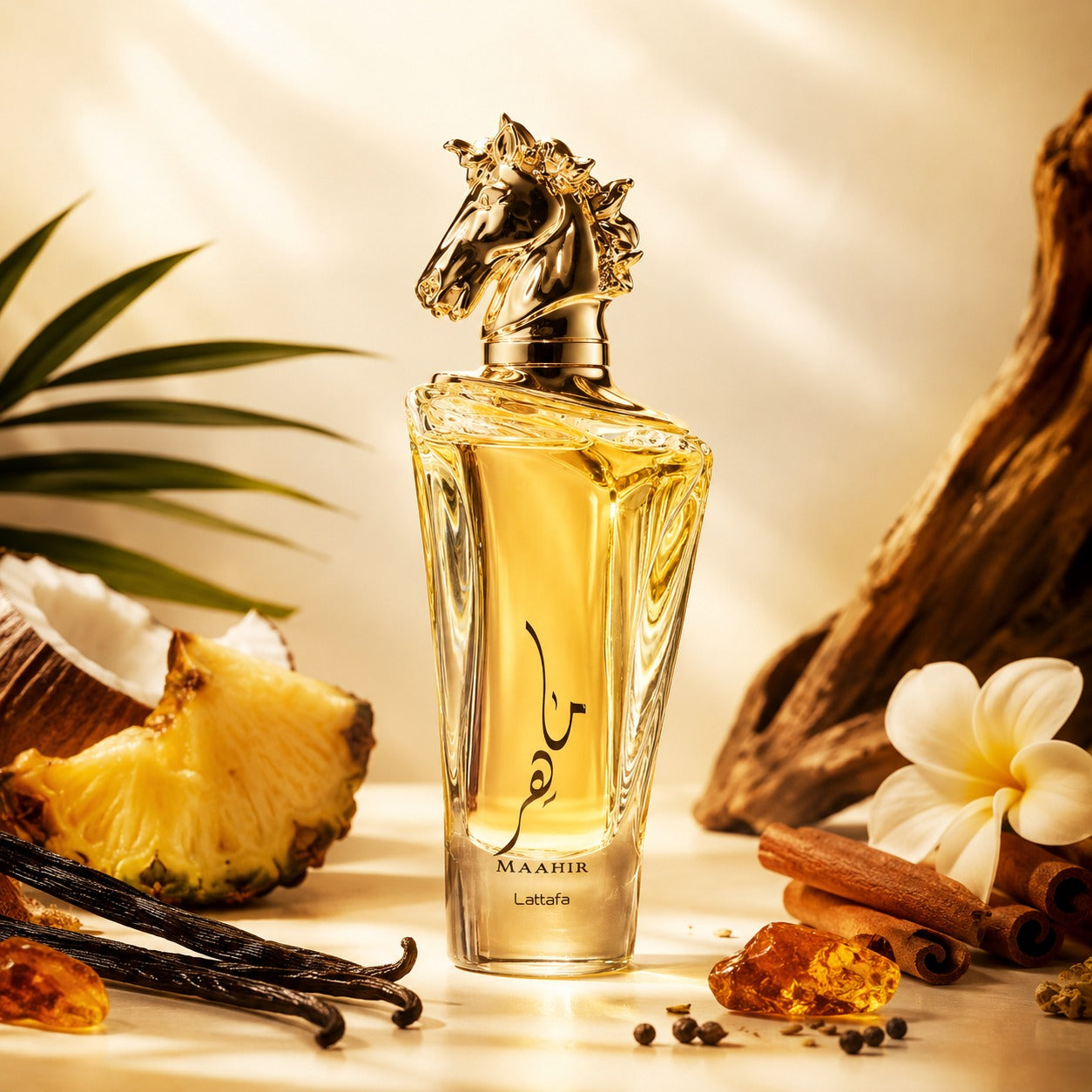 ARVOLA_SHOWCASE — Maahir, photo artistique (fragrances exotiques, ce parfum est une véritable invitation au voyage des sens. Maahir se distingue par ses notes envoûtantes et son harmonie parfaite, alliant tradition orientale et modernité. Adapté à toutes les